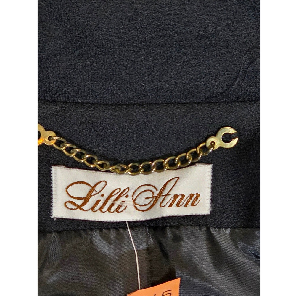Lilli Ann Jacket Womens M Black Excellent Vintage Persian Lamb Fur Frog Closure - Picture 14 of 15